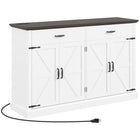 HOMCOM - Buffet de style ferme 55,1 po L - armoire de rangement - blanc-La station de charge comprend deux prises CA, un port USB et un port USB-C, avec un trou à l’arrière pour gérer efficacement les câbles 