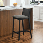 Modway - Monarch Bois et rotin Tabouret de comptoir - Noir Noir Gris-Rembourrage en mousse dense