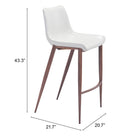 Zuo - Magnus Tabouret de bar - Blanc/Noyer - Ensemble de 2-6