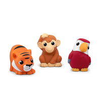 tonies - My First tonies : Jungle Set - ensemble de 3 pièces (Français)-Liste des titres (en francais): Singe : Ha ha ha et la chanson du singe, Tu entends le singe, Tout en haut des arbres, Jeux de singes dans la jungle (ambiance sonore et musique), Perroquet : Coco coco et la chanson du perroquet, Tu entends le perroquet, Bonjour, petit perroquet, Blablabla le perroquet... (ambiance sonore et musique), Tigre : Roar roar et la chanson du tigre, Tu entends le tigre, Le tigre et l'abeille, La jungle rugit (a