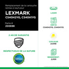 CIG - Cartouche de toner Lexmark C540H2YG/C540H1YG remise à neuf - Rendement élevé - Jaune-Remise à neuf