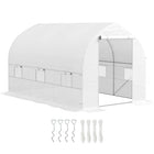 Outsunny - Serre tunnel portable à entrée piétonne - 11,5 pi x 6,6 pi x 6,6 pi-Le cadre en tube d’acier galvanisé offre une grande stabilité et un bon soutien à la serre  
