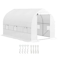 Outsunny - Serre tunnel portable à entrée piétonne - 11,5 pi x 6,6 pi x 6,6 pi-Le cadre en tube d’acier galvanisé offre une grande stabilité et un bon soutien à la serre  
