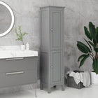 Kleankin - armoire de rangement de salle de bain haute avec étagères réglables - gris-Le design mince et compact permet de gagner de la place, idéal pour les espaces restreints 