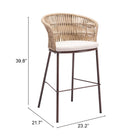 Zuo - Freycinet Tabouret de bar - Naturel - Ensemble de 2-Garantie limitée de 3 ans