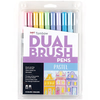 Tombow - Stylos à double pointe, couleurs pastel, paq./10-10 pièces aux couleurs pastel, dans un étui en plastique
