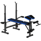 Soozier - Banc de musculation réglable avec extension pour les jambes - Bleu et noir-Rack à squats multifonctionnel avec banc comprenant extension des jambes et butterfly curl pour divers modes d'exercice
