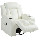 HOMCOM - Fauteuil de massage 8 points pour salon - blanc crème-Inclinaison manuelle jusqu'à 145° avec repose-pieds rétractable, contrôlée par un levier latéral
