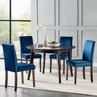 Modway - Prosper 5 pièces Velours rembourré Ensemble à manger - Cappuccino Navy-Style élégant du milieu du siècle