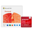 Microsoft - 365 Personal + McAfee Total Protection - 1 appareil - Abonnement de 12 mois [Téléchargement]-Compatible avec PC, Mac, les iPhone, les iPad et les appareils Android