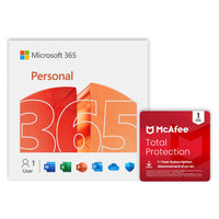 Microsoft - 365 Personal + McAfee Total Protection - 1 appareil - Abonnement de 12 mois [Téléchargement]-Compatible avec PC, Mac, les iPhone, les iPad et les appareils Android