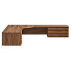 Modway - Render Coin de montage mural Bureau - Noyer-Tiroirs glissants à extension complète