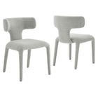 Modway - Stellan Dos courbé Boucle Tapis Chaise à manger Ensemble de 2 - Gris colombe-Chaise de salle à manger entièrement rembourrée