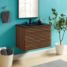 Modway - Render Fixation murale de 30" Vanette de salle de bain - Noir noyer-Conception murale