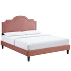 Modway - Aviana Performance Velvet Lit King, Rose poussiéreuse-Système de soutien en lattes de bois