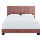 Modway - Celine Chenal Touffé Performance Velvet Lit de plateforme complet, Rose poussiéreuse-Poutre centrale renforcée avec jambes de soutien