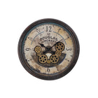 Monarch Specialties - Horloge - 20 po Rond - Mécanisme D'Engrenage - Horloge Murale - Brun - Transitionnel-Une horloge murale ronde de 20 pouces en marron antique avec un mécanisme d'engrenage fonctionnel sur un fond d'impression aviateur vintage, ajoutant du style à votre décoration intérieure