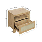 Manhattan Comfort - Lot de 2 tables de chevet Sheridan 21,63" style mid-century moderne - Nature-Comprend 1 tiroir à extension totale et 1 espace ouvert mince