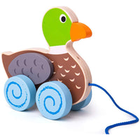 Bigjigs Toys - Canard à tirer-Canard à tirer en bois aux couleurs vives.