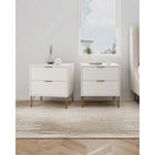 Manhattan Comfort - DUMBO 20,07" Table de nuit moderne à 2 tiroirs - Blanc - Lot de 2-Comprend 2 tiroirs à extension totale conçus avec des lignes verticales texturées