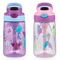 Contigo - Bouteilles d’eau antifuites pour enfants Aubrey, 414 mL (14 oz), paquet de 2, orchidée lapin-licorne et crème à la fraise-à déguster avec plaisir : La bouteille d’eau permet aux enfants de boire d’une seule main, sans fuites ni dégâts