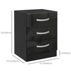 HOMCOM - Table de nuit moderne avec 3 tiroirs à finition brillante pour chambre - noir - lot de 2-Large espace supérieur pour poser des boissons, des décorations et plus encore