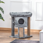 PawHut - Arbre à chat, petite tour avec perchoir, poteau à griffer - gris-Fabriqué avec une structure en panneau de particules solide et stable 
