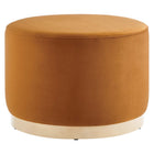 Modway - Tilden Grand velours rond de performance de 23" Rembourré Ottoman - Rouille naturelle-Revêtement en velours de performance