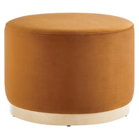 Modway - Tilden Grand velours rond de performance de 23" Rembourré Ottoman - Rouille naturelle-Revêtement en velours de performance