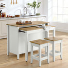 Modway - Farmstead 3 pièces Îlot de cuisine et ensemble de tabouret, Chêne Blanc-Table déroulante