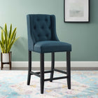 Modway - Baronet Bouton à touffe Tissu rembourré Tabouret de comptoir - Azure-Tissu polyester doux pour tissu