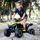Aosom - quad 12v pour enfants avec musique, phares, vitesse haute et basse - jaune-Siège confortable pour jouer agréablement 