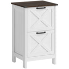 HOMCOM - Classeur 2 tiroirs pour documents Lettre/A4 - blanc vieilli-Améliore la décoration de votre bureau à domicile avec un charmant style porte de grange 
