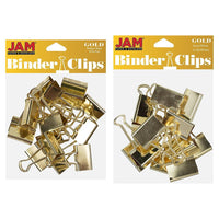 JAM Paper - Assortiment de pinces à baguette colourées - tailles moyenne et grande - pinces dorées - 27 pinces/paquet-Couleur : Or | Fabriquées en acier trempé pour une prise ultra solide