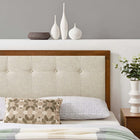 Modway - Draper Touffe Tissu et bois Tête de lit King, Noyer beige-Bouton touffé