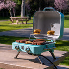 Kenmore - Barbecue de table rétro à 2 brûleurs - turquoise-Pare-flammes en acier inoxydable 430.