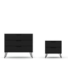 Manhattan Comfort - Rockefeller commode et table de chevet style milieu du siècle moderne - noir - ensemble de 2-Ensemble de 2 commode et table de nuit Mid-Century Modern pour chambre