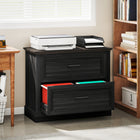 HOMCOM - Classeur 2 tiroirs, support d’imprimante pour bureau à domicile - noir-La surface supérieure supporte facilement une imprimante, un scanner ou des objets de décoration 