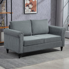 HOMCOM - Canapé loveseat avec accoudoirs courbés - gris-Les accoudoirs roulés et les pieds en forme de gourde dégagent un charme intemporel 
