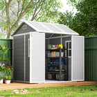 Outsunny - Abri de rangement extérieur 6 pi x 6 pi-Le plancher inclus isole l'abri du contact avec l'eau de pluie  
