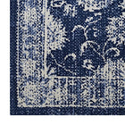 Modway - Kazia Treillis floral vieilli Tapis de 5 pi l x 8 pi L - Bleu foncé et ivoire-Résistant aux taches / Facile à nettoyer