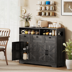 HOMCOM - bahut buffet de style ferme 47 po avec portes de grange et étagères de rangement - brun foncé-Étagère réglable à trois niveaux pour s’adapter à différents besoins de rangement