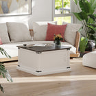 HOMCOM - Table basse relevable avec station de recharge et rangement - blanc-La structure solide en panneaux de particules et MDF supporte jusqu'à 80 kg pour une durabilité accrue