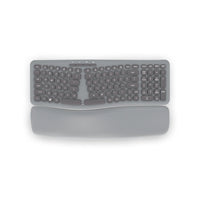 BlueDiamond - Clavier sans fil Ergo avec repose-poignets amovible taille complète, disposition anglaise, gris-Conception ergonomique : Sculpté pour soutenir la courbure naturelle et l’angle de repos de vos bras et poignets, offrant une expérience de frappe confortable
