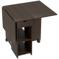 HOMCOM - Table à manger pliante à abattant avec tiroir et étagères de rangement pour 4-6 personnes - brun foncé-Le design à abattant permet trois configurations : sans abattant, avec un abattant ou deux 