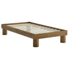 Modway - Runa Bois Lit à plateforme jumelle, Chêne français-Lit plateforme taille simple