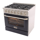Kucht - 36 po Série KNG Cuisinière Pro Style au gaz propane - Acier inoxydable/Noir-Allumage électronique avec rallumage automatique réduisant les risques de fuites de gaz pour plus de sécurité