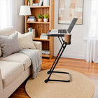 Homy Casa - Table pliante à hauteur réglable avec plateau inclinable et porte-gobelet, noire-3 angles d’inclinaison pour un confort optimal