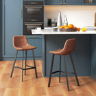 HOMCOM - Tabourets de bar industriels hauteur comptoir 27 po - brun - paquet de 2-Siège rembourré avec cuir PU pour un grand confort 
