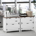 HOMCOM - Armoire à dossiers à 4 tiroirs avec glissières silencieuses - blanc-Finitions style grange et accents noir mat pour un look inspiré de la ferme 